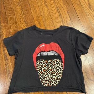 Prince Peter T-shirt Kids Size XL Black with Cheetah Lips print